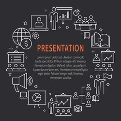 Presentation outline icons set for website banner vector