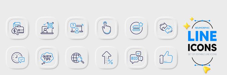 select alarm quick tips and qr code line icons vector image