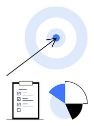 achieving goals with target checklist and data vector image