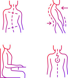bad posture problems gradient linear icons set vector image