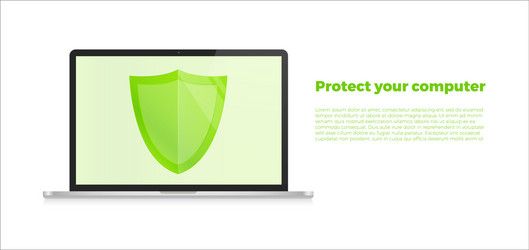 computer with security shield notebook vector