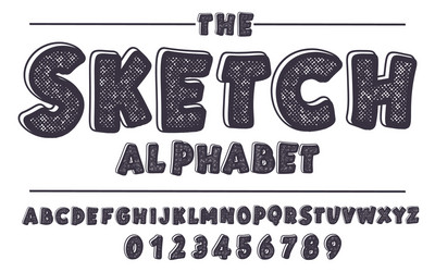Cute Sketch Alphabet Font - Latin Script vector image