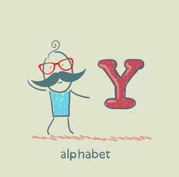 man standing with a letter of the alphabet vector