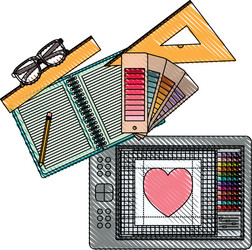 notebook and design tools tablet digitizer vector image