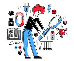 physicist working on some theoretical physics vector image