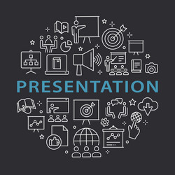 presentation outline icons set for website banner vector image