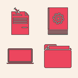 set document folder note paper with pinned vector image