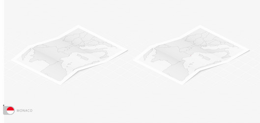 set of two realistic map monaco with shadow vector image