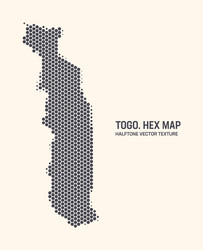 togo map hexagonal half tone pattern isolated vector image