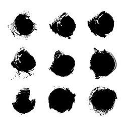 black circle abstract textured paint strokes set vector