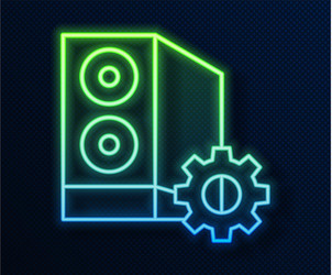Glowing neon line case computer setting icon vector