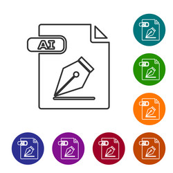 grey line ai file document download button vector image