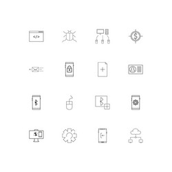 internet technologies linear thin icons set vector image