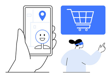 mobile navigation and virtual shopping integration vector image