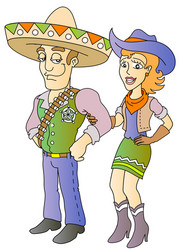 cowboy and cowgirl Vector Image