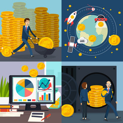 ico blockchain concept orthogonal compositions vector image
