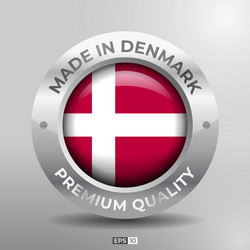 made in denmark label logo stamp round flag vector