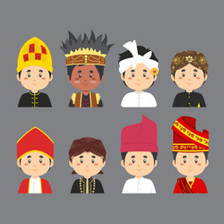 set avatar indonesia tribe vector