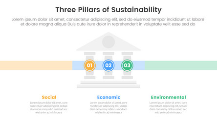Three pillars sustainability framework Royalty Free Vector