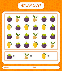 How many counting game with fruit worksheet vector