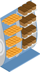 isometric view of a display stand showing shelves vector image