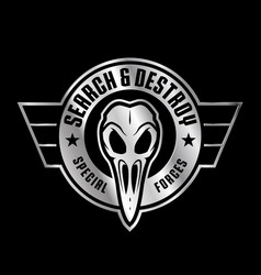 Military Bird Skull Emblem Vector Image