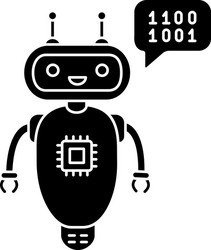 Coding Chatbot Icon - Robot Glyph vector