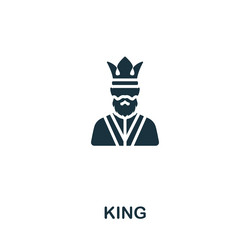 king icon monochrome simple line game element vector image