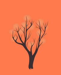 Stylized single tree on textured background vector