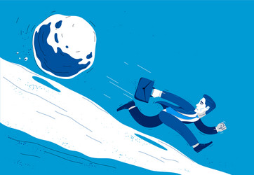 Business man run from a bomb symbolizes problems Vector Image