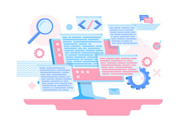 cartoon color programming software concept flat vector image
