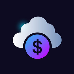 Cloud computing concept dollar symbol glowing neon vector