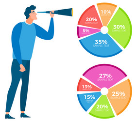 man looking in telescope data analysis vector