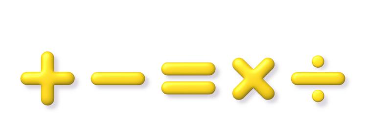 math 3d icon set yellow arithmetic plus minus vector image