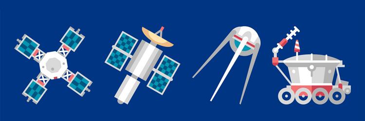 Outer space icon and objects on blue background vector