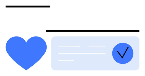 blue heart with check mark in rounded square text vector image