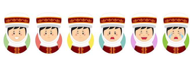 kyrgyzstan avatar with various expression vector