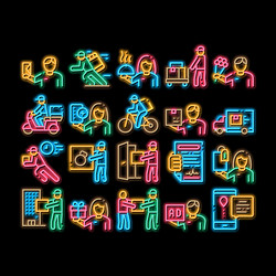 Courier delivery job neon glow icon vector