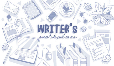 writer s workplace concept with centre text vector