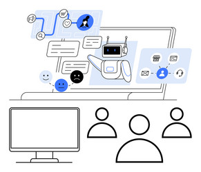 ai chatbot processing user interactions on laptop vector image