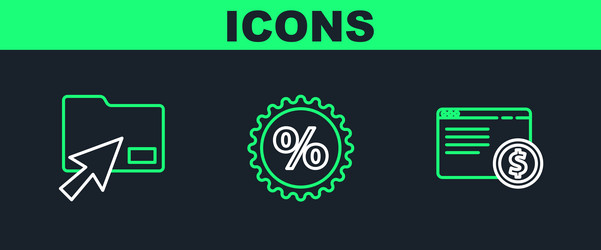 set line online shopping on screen cursor click vector image