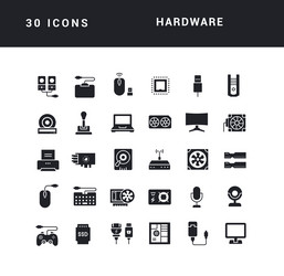 set of simple icons hardware vector