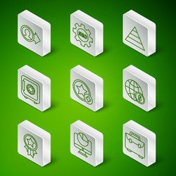 set line briefcase computer monitor with graph vector image