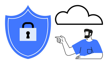 digital security protecting cloud data with robust vector image