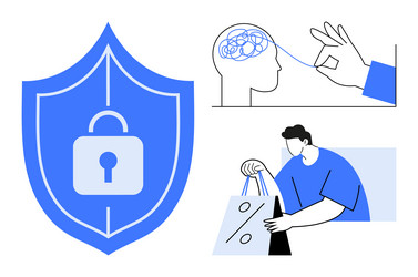 protection shield with lock brain string vector image