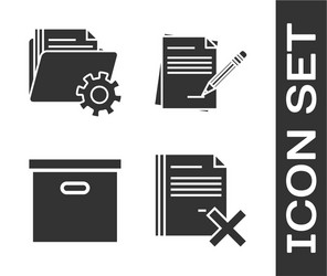 set delete file document folder settings vector image