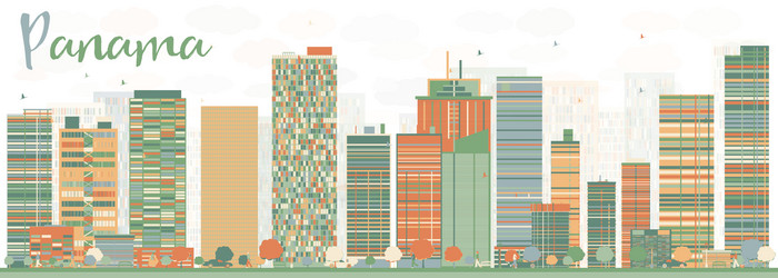 Abstract panama skyline with color buildings vector