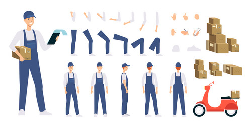 constructor set for delivery character creation vector image