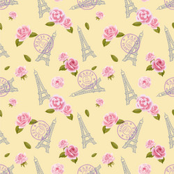 seamless pattern with eiffel tower and roses vector