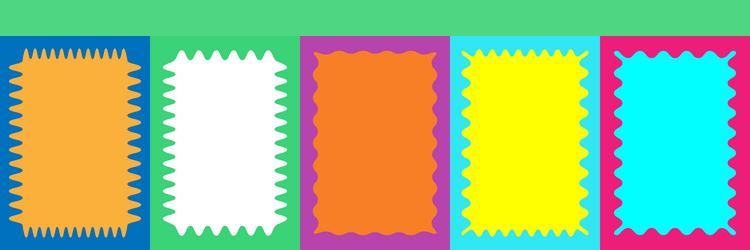 wavy scalloped color rectangular frame vector image